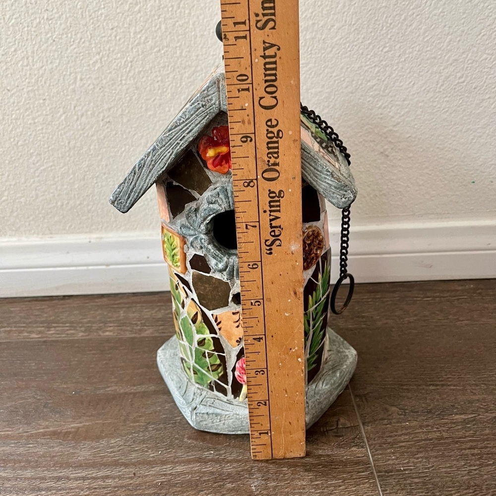 Mosaic Birdhouse with Floral Design - Picture 2 of 11